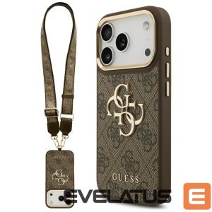 Muud kaubad Guess  Guess 4G Big 4G Classic Logo Big Strap Metal Buttons Case for iPhone 17 Pro - Brown 
