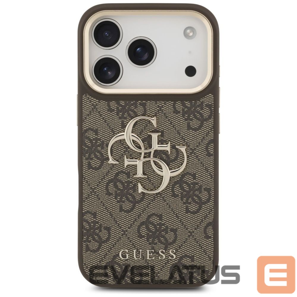 Muud kaubad Guess Guess 4G Big 4G Classic Logo Big Strap Metal Buttons Case for iPhone 17 Pro - Brown