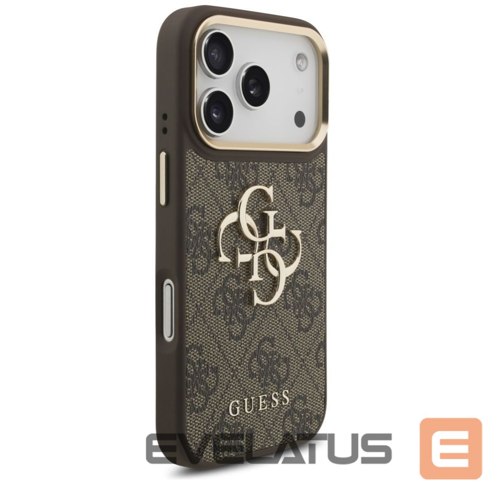 Muud kaubad Guess Guess 4G Big 4G Classic Logo Big Strap Metal Buttons Case for iPhone 17 Pro - Brown