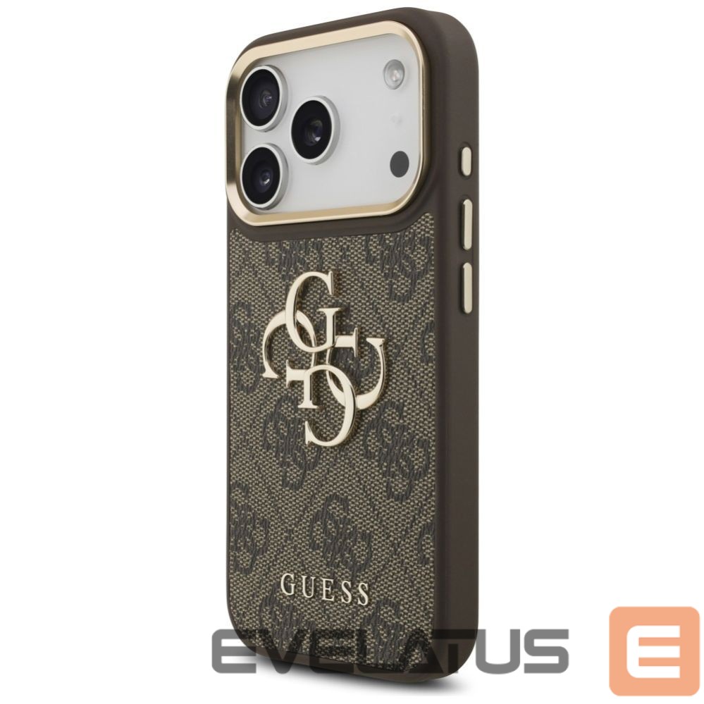 Muud kaubad Guess Guess 4G Big 4G Classic Logo Big Strap Metal Buttons Case for iPhone 17 Pro - Brown