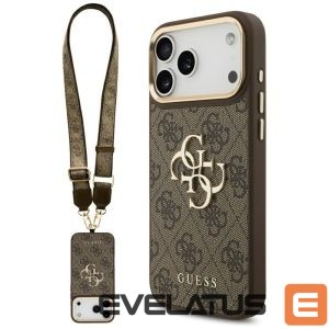 Muud kaubad Guess  Guess 4G Big 4G Classic Logo Big Strap Metal Buttons Case for iPhone 17 Pro Max - Brown 