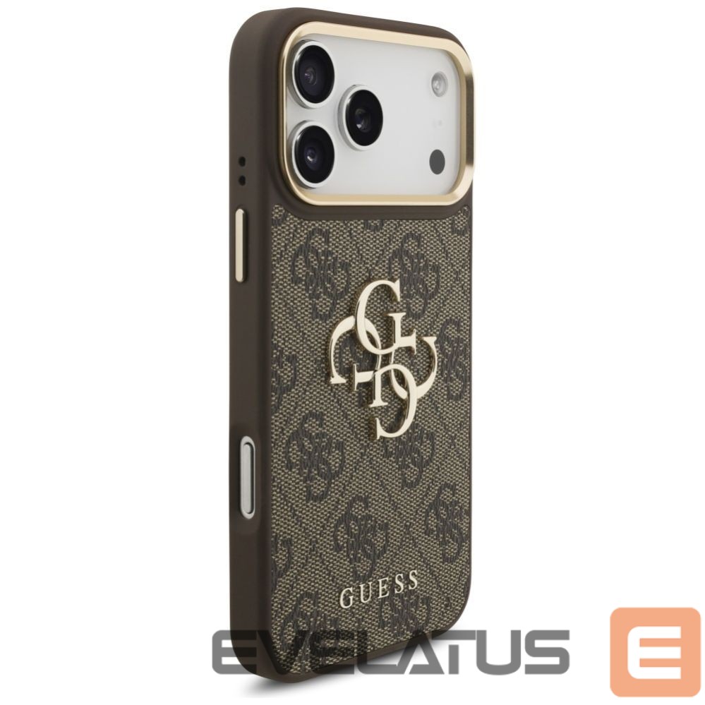 Muud kaubad Guess Guess 4G Big 4G Classic Logo Big Strap Metal Buttons Case for iPhone 17 Pro Max - Brown
