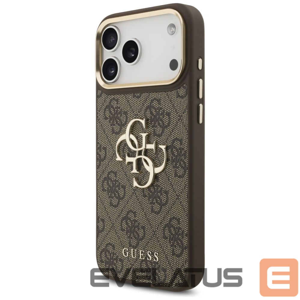 Muud kaubad Guess Guess 4G Big 4G Classic Logo Big Strap Metal Buttons Case for iPhone 17 Pro Max - Brown