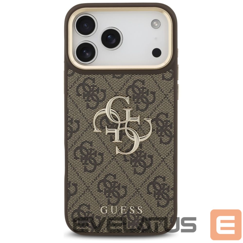 Muud kaubad Guess Guess 4G Big 4G Classic Logo Big Strap Metal Buttons Case for iPhone 17 Pro Max - Brown