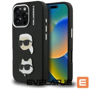 Muud kaubad Karl Lagerfeld  Karl Lagerfeld FW Grained Karl & Choupette Heads Pins Case for iPhone 16 Pro - Black 