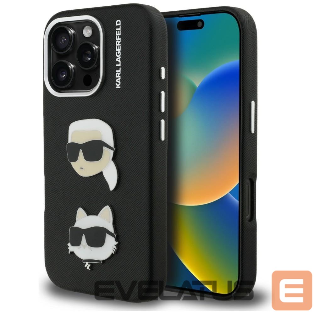 Muud kaubad Karl Lagerfeld Karl Lagerfeld FW Grained Karl & Choupette Heads Pins Case for iPhone 16 Pro - Black
