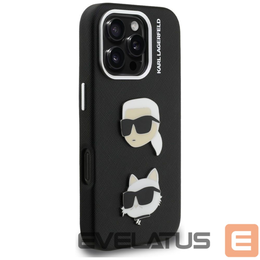 Muud kaubad Karl Lagerfeld Karl Lagerfeld FW Grained Karl & Choupette Heads Pins Case for iPhone 16 Pro - Black