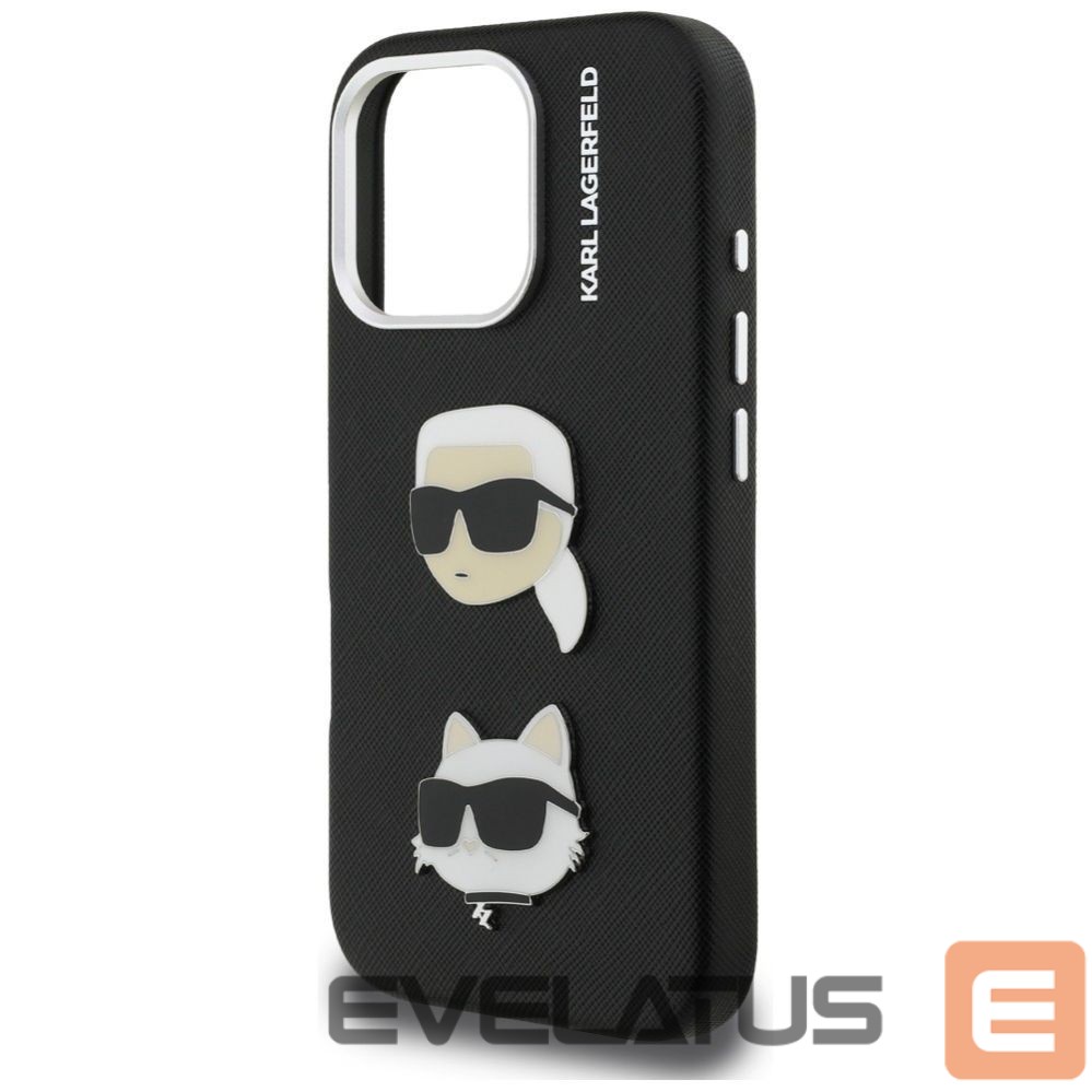 Muud kaubad Karl Lagerfeld Karl Lagerfeld FW Grained Karl & Choupette Heads Pins Case for iPhone 16 Pro - Black