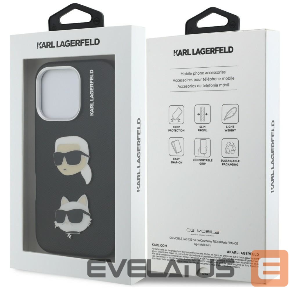 Muud kaubad Karl Lagerfeld Karl Lagerfeld FW Grained Karl & Choupette Heads Pins Case for iPhone 16 Pro Max - Black