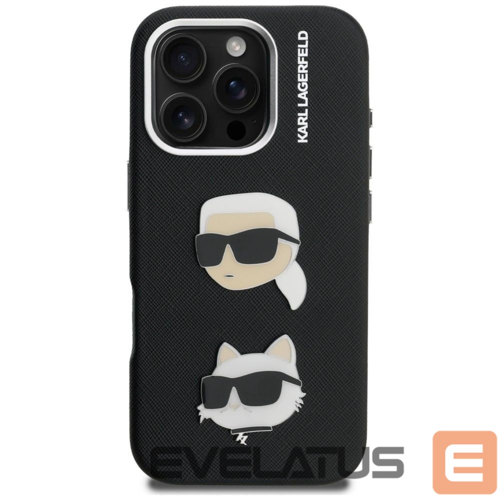 Muud kaubad Karl Lagerfeld Karl Lagerfeld FW Grained Karl & Choupette Heads Pins Case for iPhone 16 Pro Max - Black