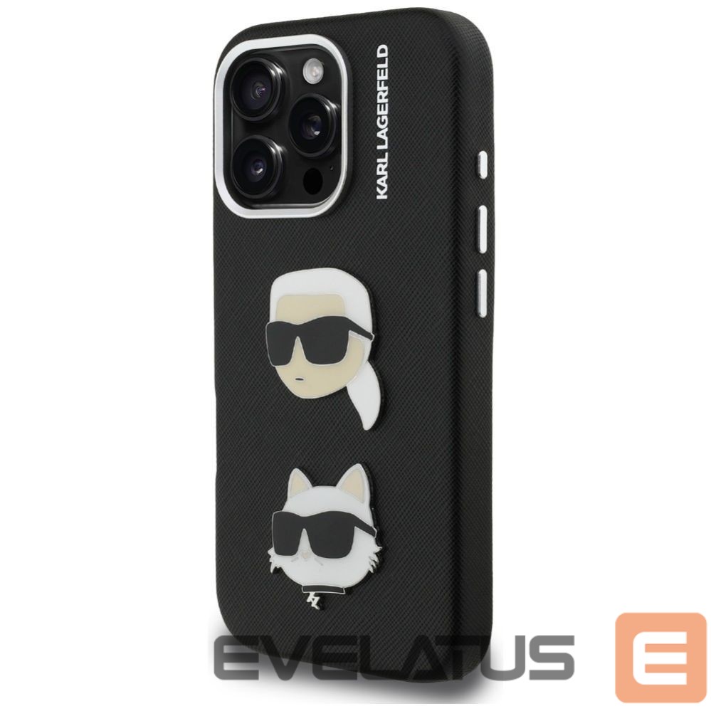 Muud kaubad Karl Lagerfeld Karl Lagerfeld FW Grained Karl & Choupette Heads Pins Case for iPhone 16 Pro Max - Black