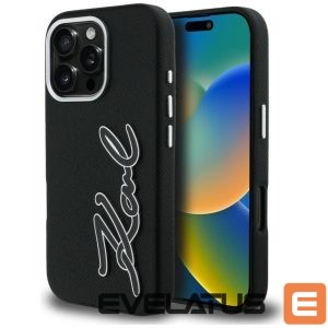 Muud kaubad Karl Lagerfeld  Karl Lagerfeld FW Grained Signature Logo Case for iPhone 16 Pro Max - Black 
