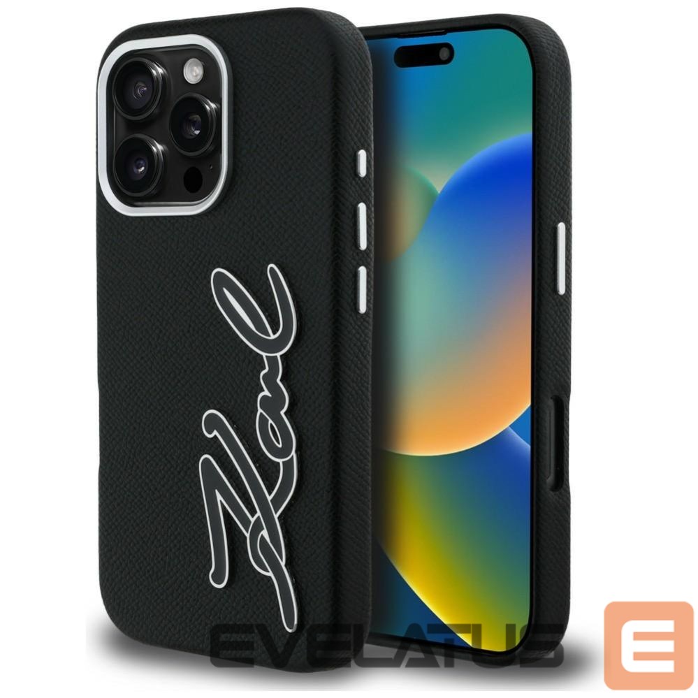 Muud kaubad Karl Lagerfeld Karl Lagerfeld FW Grained Signature Logo Case for iPhone 16 Pro Max - Black