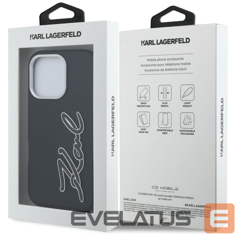 Muud kaubad Karl Lagerfeld Karl Lagerfeld FW Grained Signature Logo Case for iPhone 16 Pro Max - Black