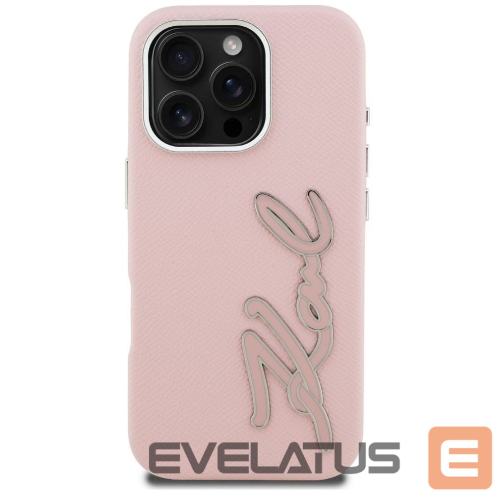 Muud kaubad Karl Lagerfeld Karl Lagerfeld FW Grained Signature Logo iPhone 16 Pro Max Case - Pink