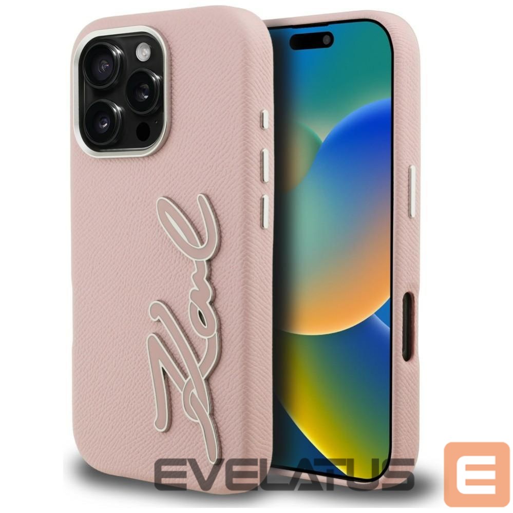 Muud kaubad Karl Lagerfeld Karl Lagerfeld FW Grained Signature Logo iPhone 16 Pro Case - Pink