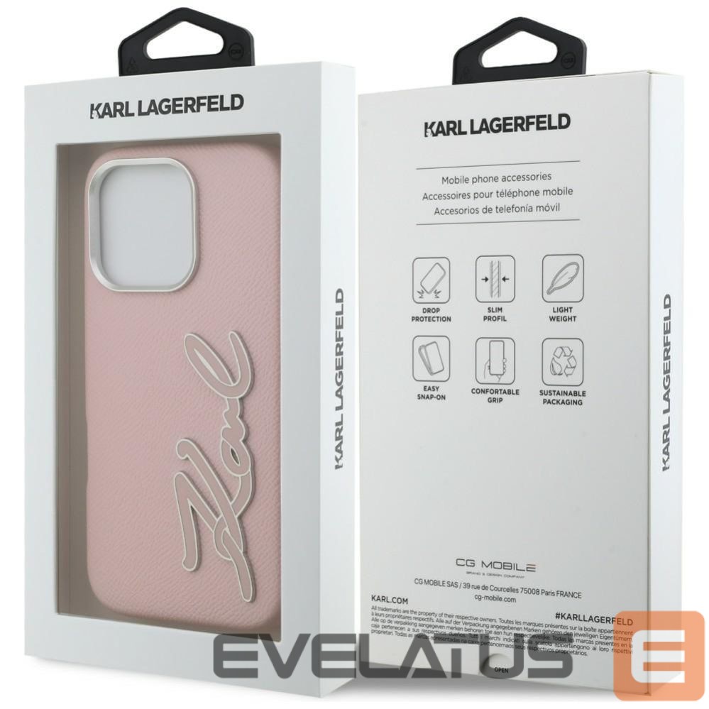 Muud kaubad Karl Lagerfeld Karl Lagerfeld FW Grained Signature Logo iPhone 16 Pro Case - Pink