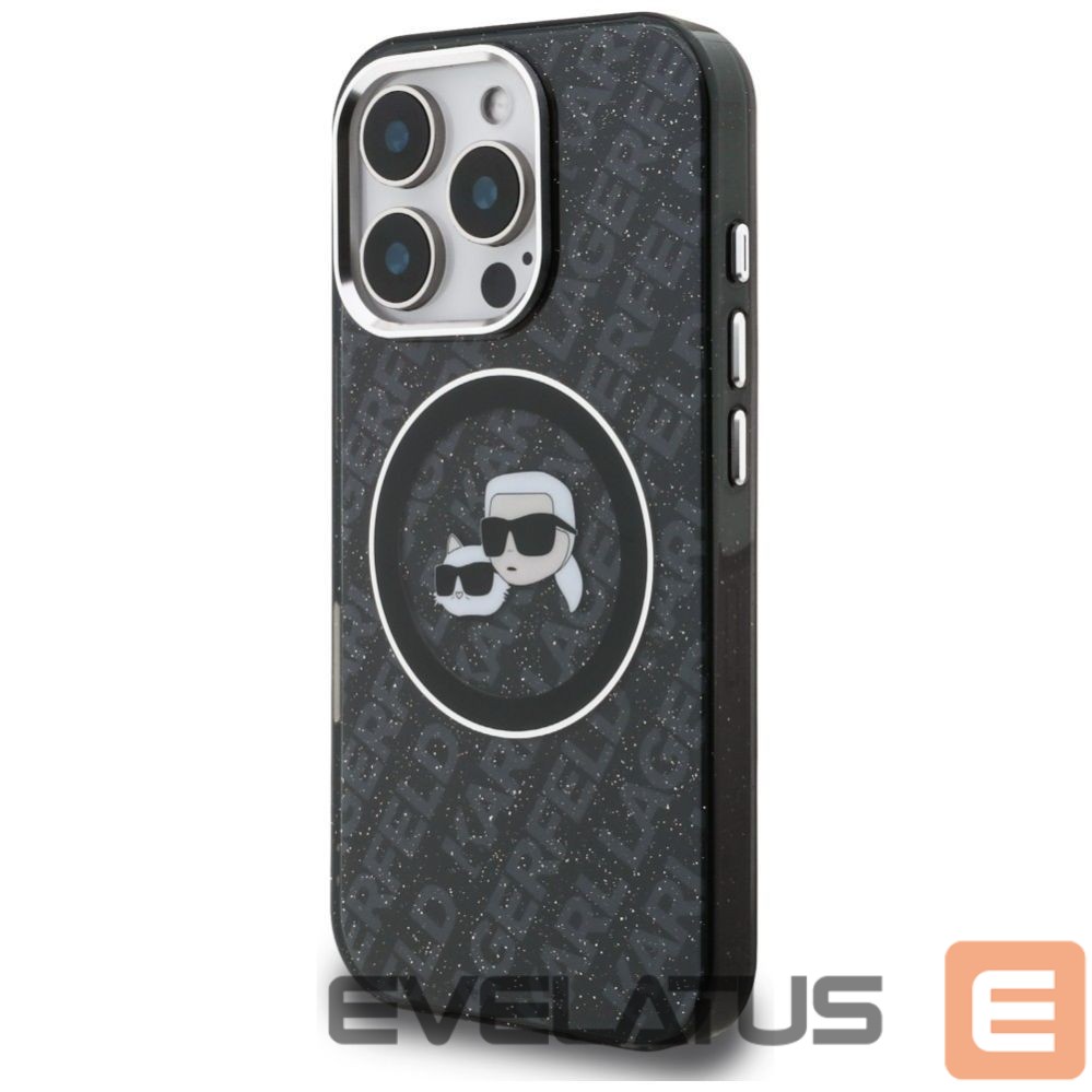 Muud kaubad Karl Lagerfeld Karl Lagerfeld IML Glitter Karl & Choupette Heads Logo MagSafe Case for iPhone 16 Pro Max - Black