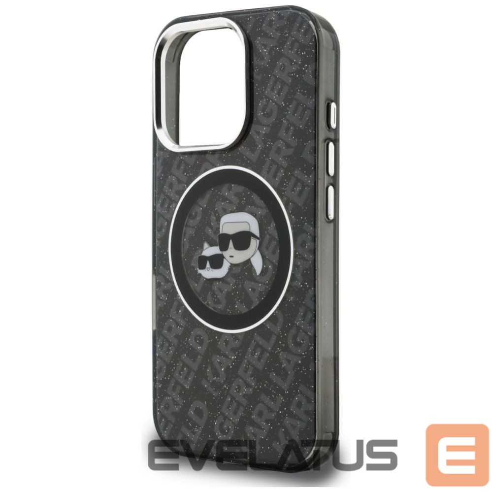 Muud kaubad Karl Lagerfeld Karl Lagerfeld IML Glitter Karl & Choupette Heads Logo MagSafe Case for iPhone 16 Pro Max - Black
