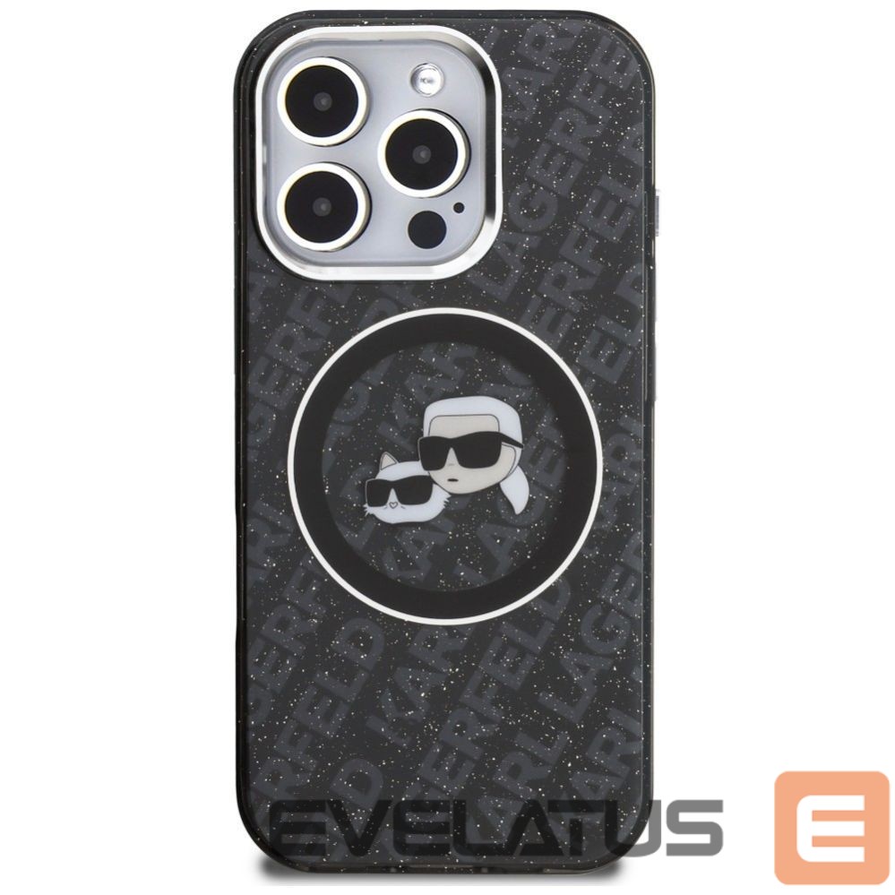 Muud kaubad Karl Lagerfeld Karl Lagerfeld IML Glitter Karl & Choupette Heads Logo MagSafe Case for iPhone 16 Pro Max - Black