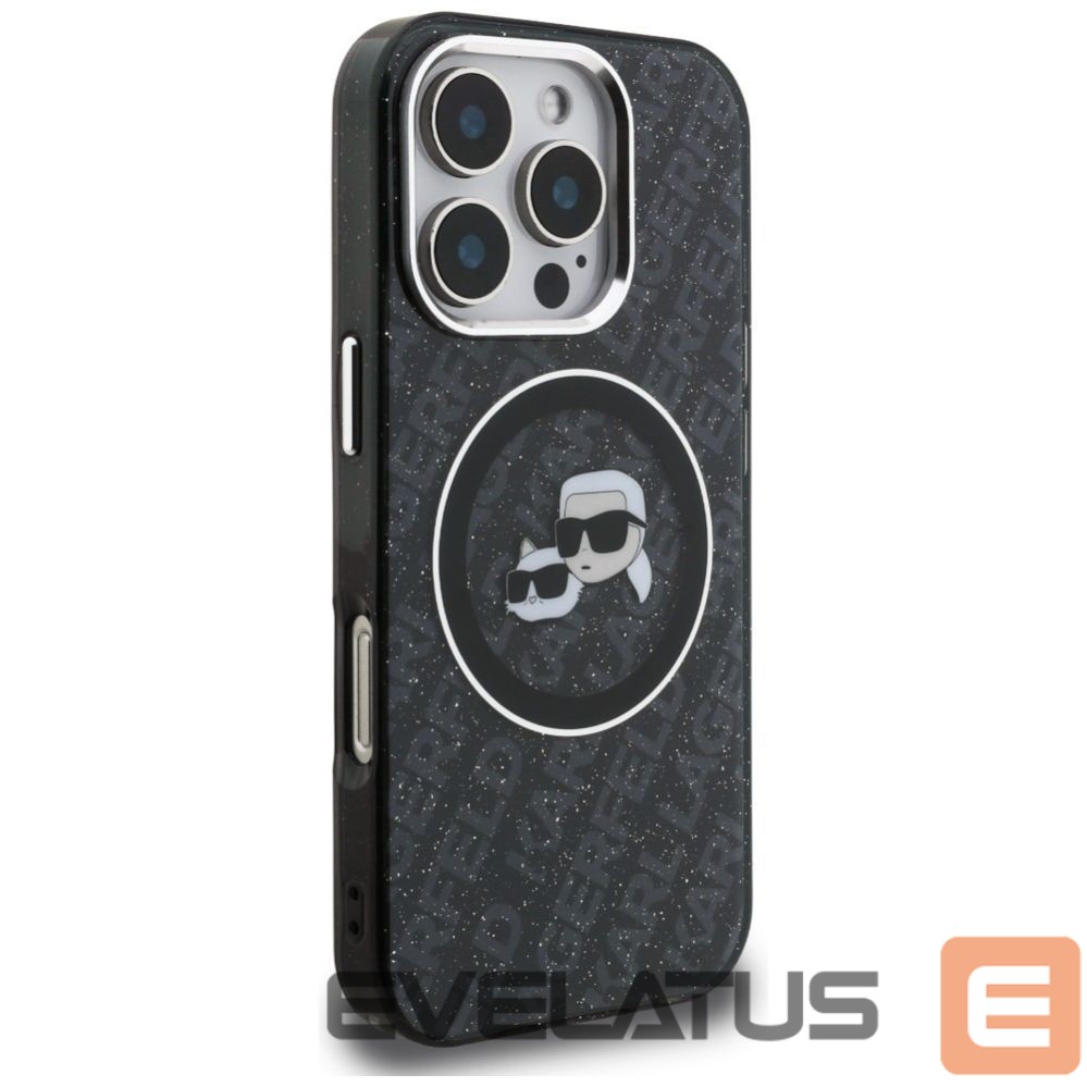 Muud kaubad Karl Lagerfeld Karl Lagerfeld IML Glitter Karl & Choupette Heads Logo MagSafe Case for iPhone 16 Pro Max - Black