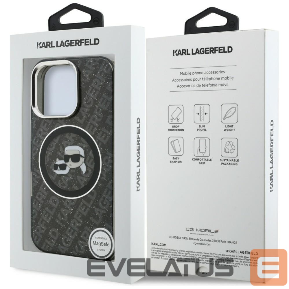 Muud kaubad Karl Lagerfeld Karl Lagerfeld IML Glitter Karl & Choupette Heads Logo MagSafe Case for iPhone 16 Pro Max - Black