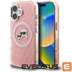 Muud kaubad Karl Lagerfeld  Karl Lagerfeld IML Glitter Karl & Choupette Heads Logo MagSafe iPhone 16 Case - Pink 