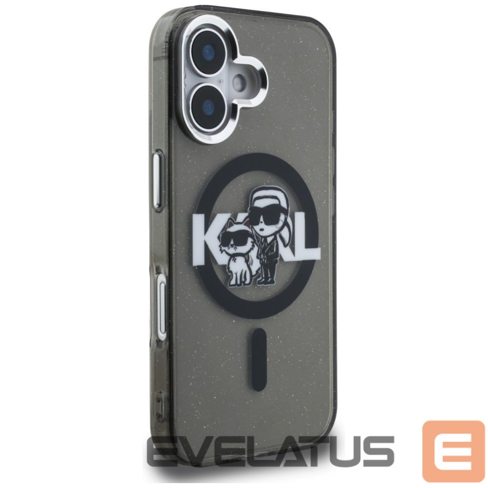 Muud kaubad Karl Lagerfeld Karl Lagerfeld IML Glitter Karl & Choupette Sketch Logo MagSafe Case for iPhone 16 - Black