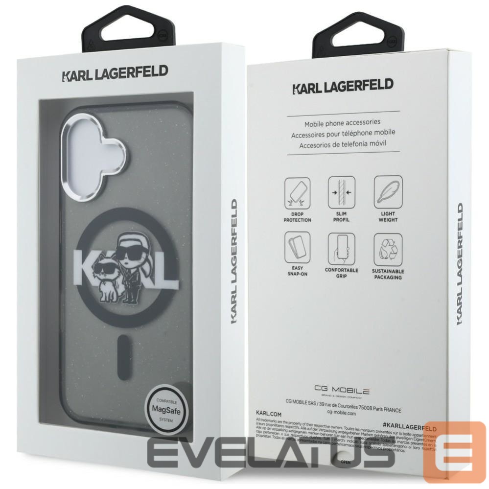Muud kaubad Karl Lagerfeld Karl Lagerfeld IML Glitter Karl & Choupette Sketch Logo MagSafe Case for iPhone 16 - Black