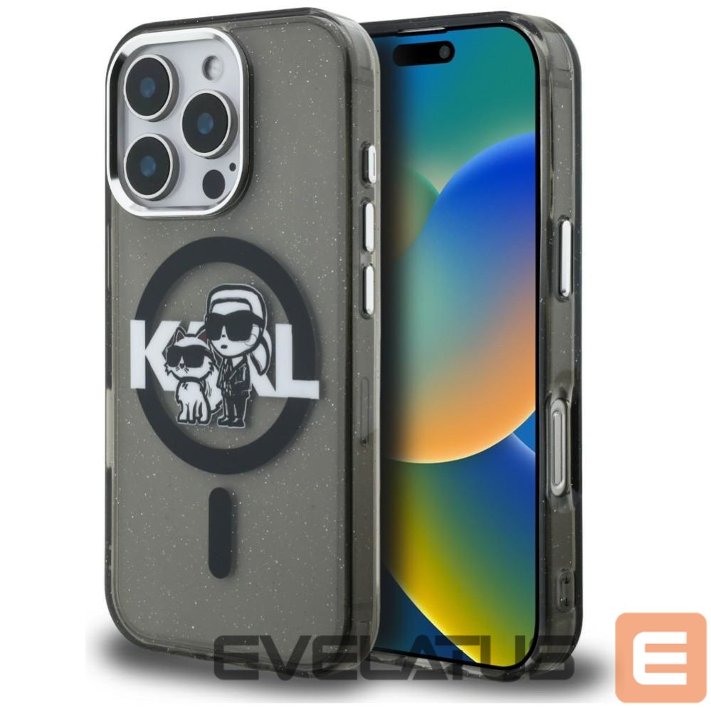 Muud kaubad Karl Lagerfeld Karl Lagerfeld IML Glitter Karl & Choupette Sketch Logo MagSafe Case for iPhone 16 Pro - Black