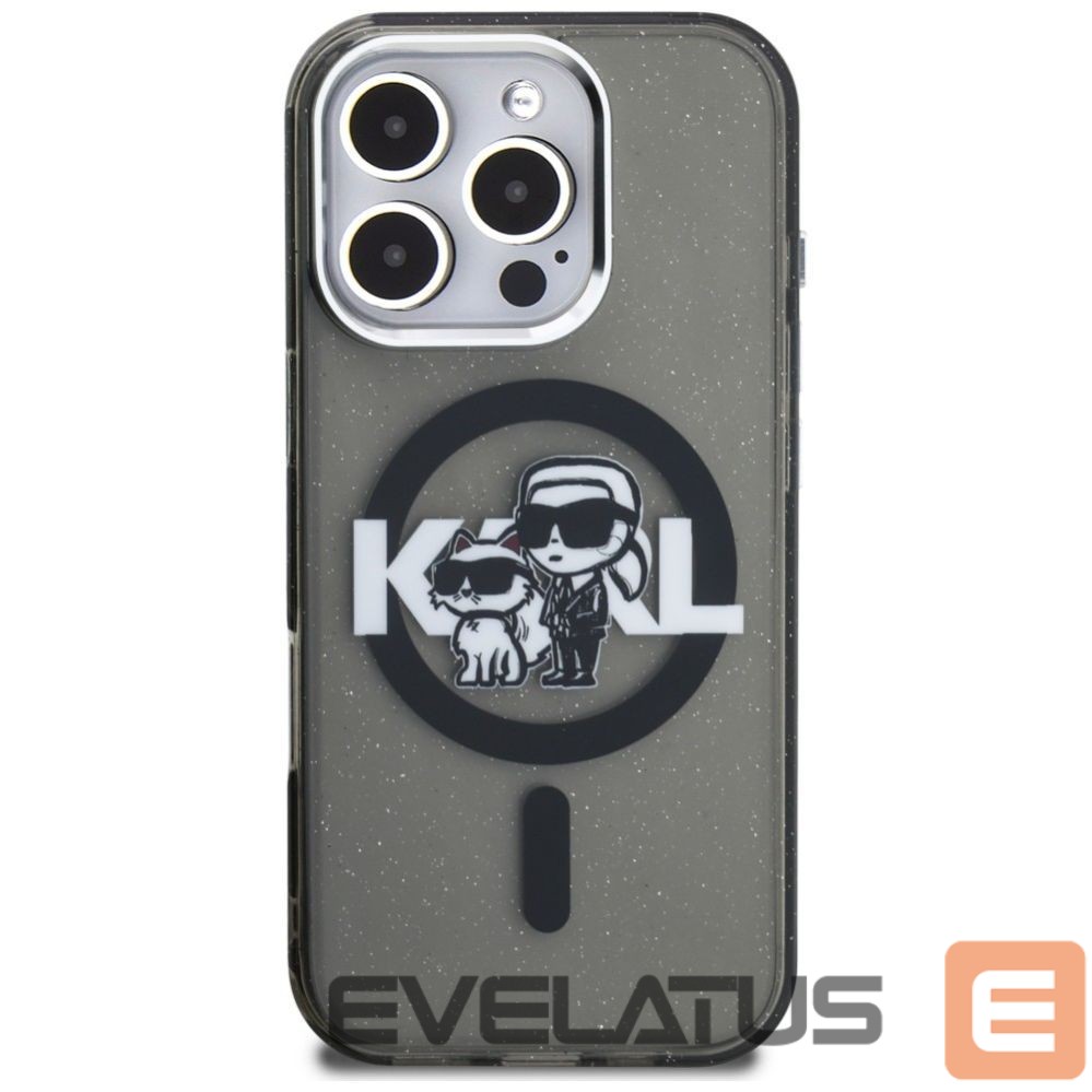 Muud kaubad Karl Lagerfeld Karl Lagerfeld IML Glitter Karl & Choupette Sketch Logo MagSafe Case for iPhone 16 Pro - Black