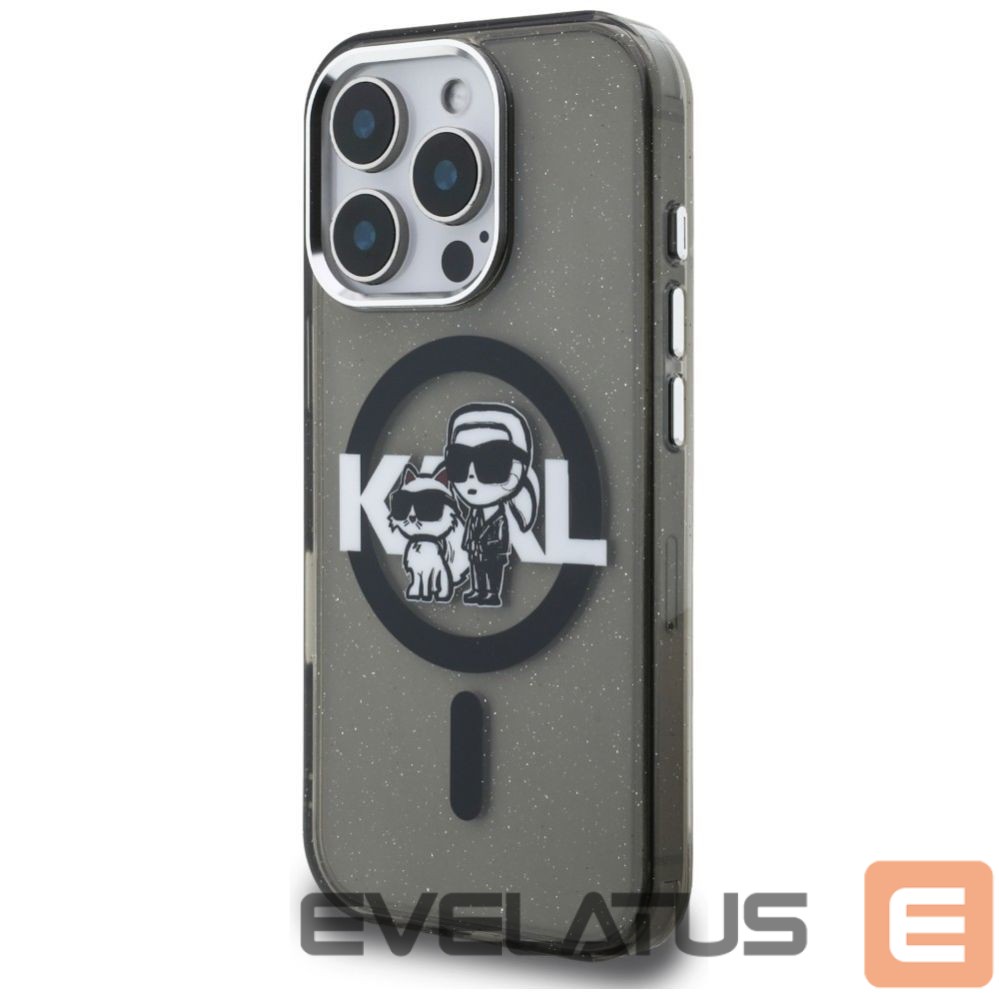 Muud kaubad Karl Lagerfeld Karl Lagerfeld IML Glitter Karl & Choupette Sketch Logo MagSafe Case for iPhone 16 Pro - Black