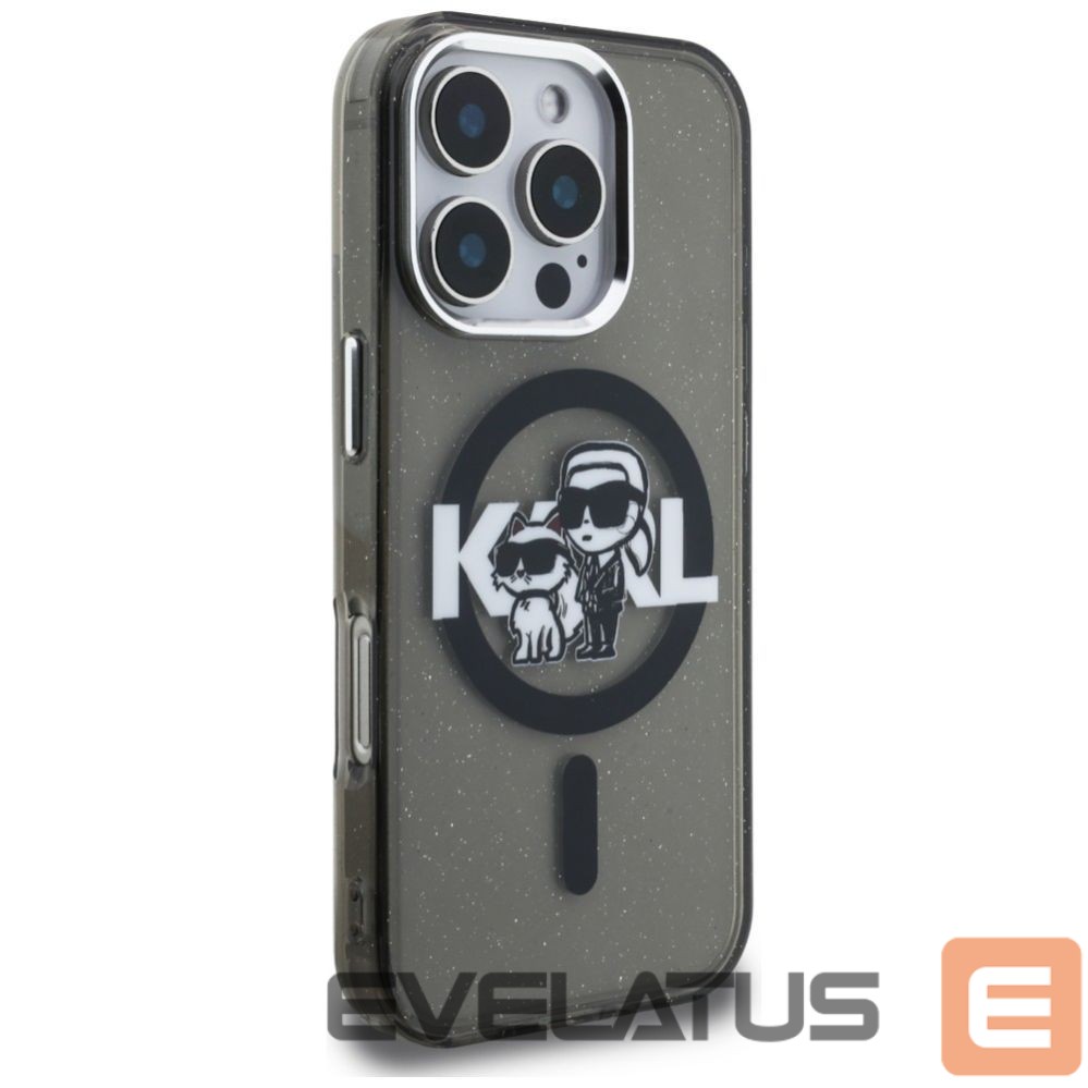 Muud kaubad Karl Lagerfeld Karl Lagerfeld IML Glitter Karl & Choupette Sketch Logo MagSafe Case for iPhone 16 Pro Max - Black