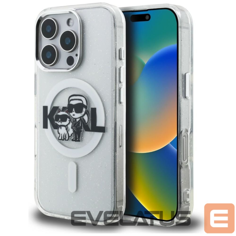 Muud kaubad Karl Lagerfeld Karl Lagerfeld IML Glitter Karl & Choupette Sketch Logo MagSafe Case for iPhone 16 Pro - Clear