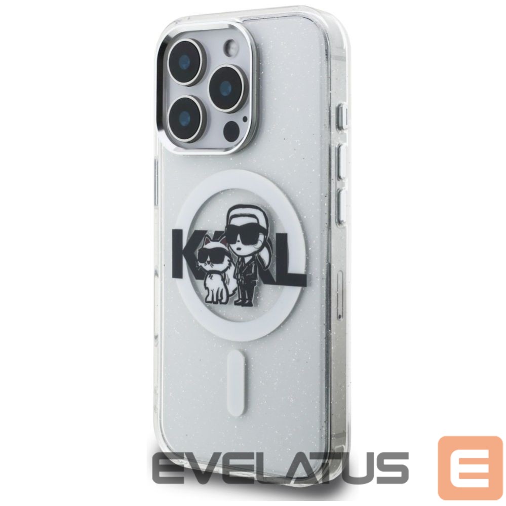 Muud kaubad Karl Lagerfeld Karl Lagerfeld IML Glitter Karl & Choupette Sketch Logo MagSafe Case for iPhone 16 Pro - Clear