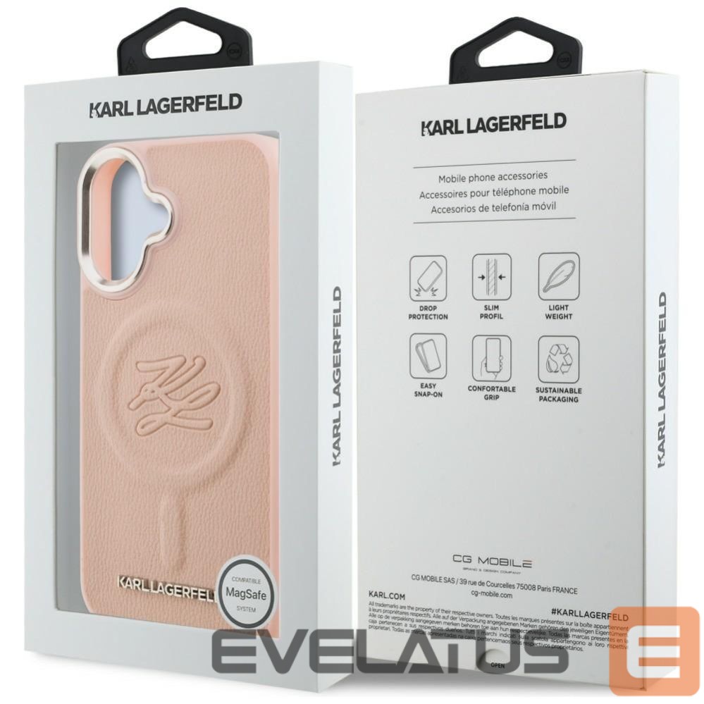 Muud kaubad Karl Lagerfeld Karl Lagerfeld Initial & Metal Logo MagSafe iPhone 16 Case - Pink