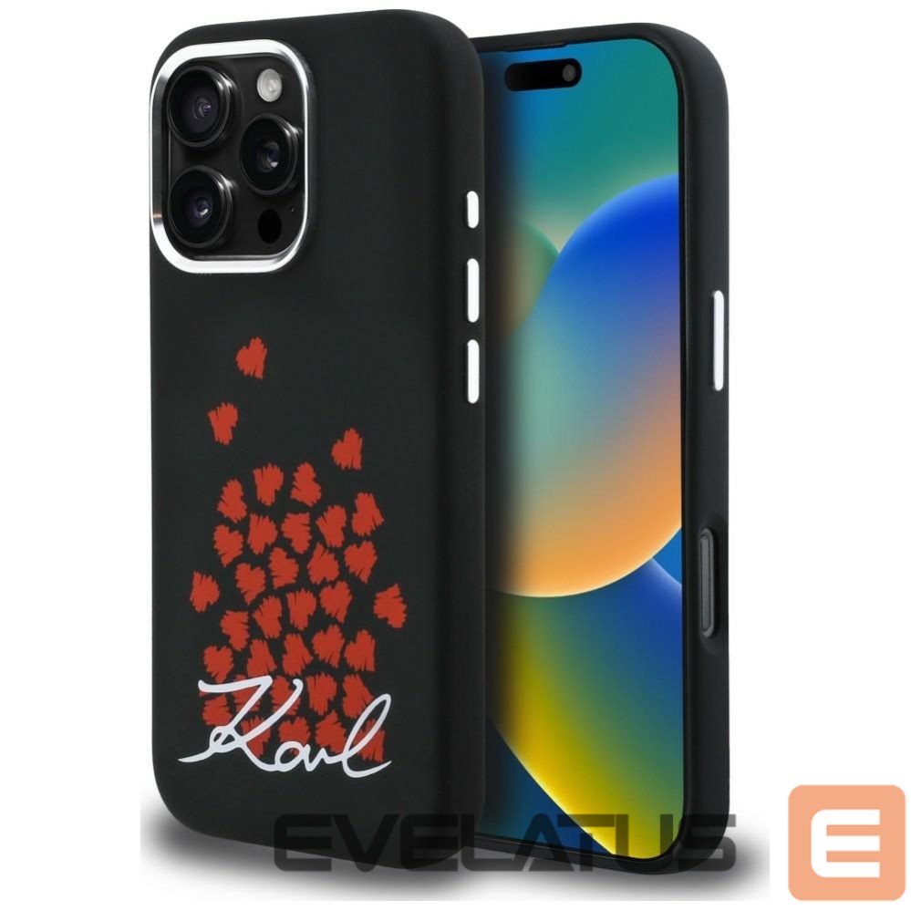 Muud kaubad Karl Lagerfeld Karl Lagerfeld Silicone Heart Sign Logo MagSafe Case for iPhone 16 Pro - Black