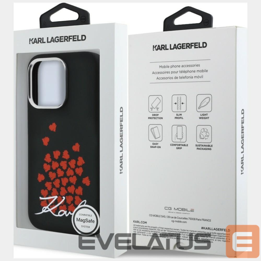 Muud kaubad Karl Lagerfeld Karl Lagerfeld Silicone Heart Sign Logo MagSafe Case for iPhone 16 Pro - Black