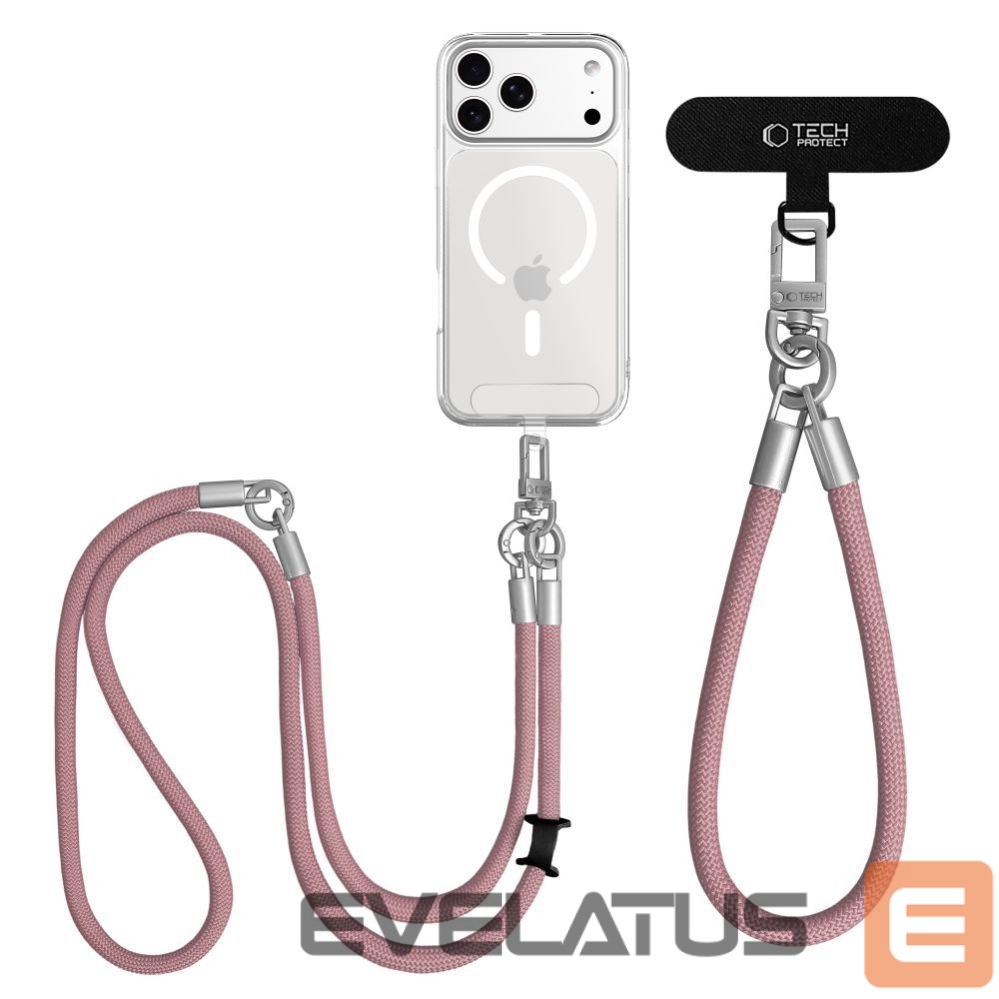Muud kaubad Tech-Protect Tech-Protect C10S Crossbody Phone Lanyard (114 cm) + Wrist Strap (31 cm) - Pink Titanium