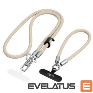 Muud kaubad Tech-Protect  Tech-Protect C10S Crossbody Phone Lanyard (114 cm) + Wrist Strap (31 cm) - Beige Titanium 