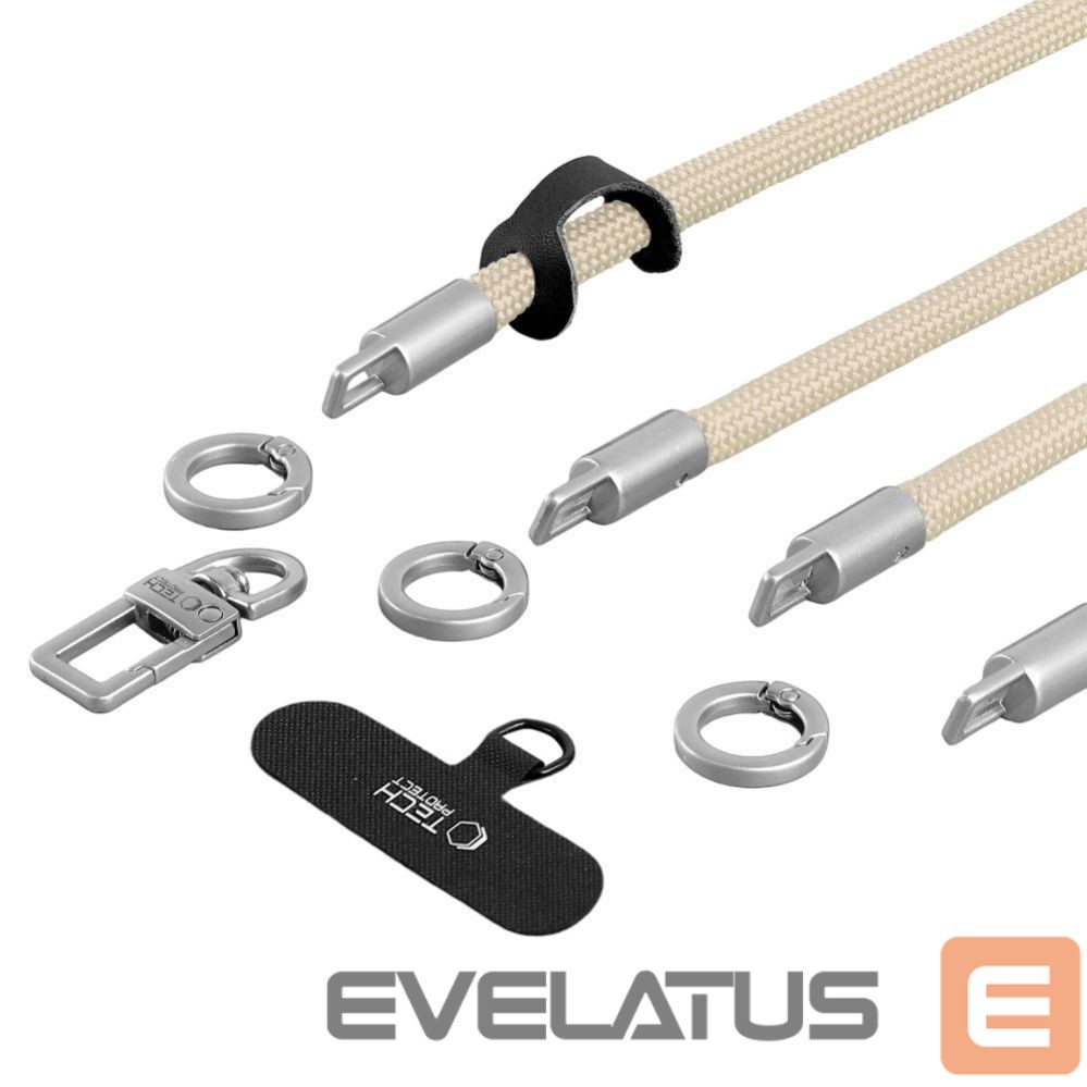 Muud kaubad Tech-Protect Tech-Protect C10S Crossbody Phone Lanyard (114 cm) + Wrist Strap (31 cm) - Beige Titanium