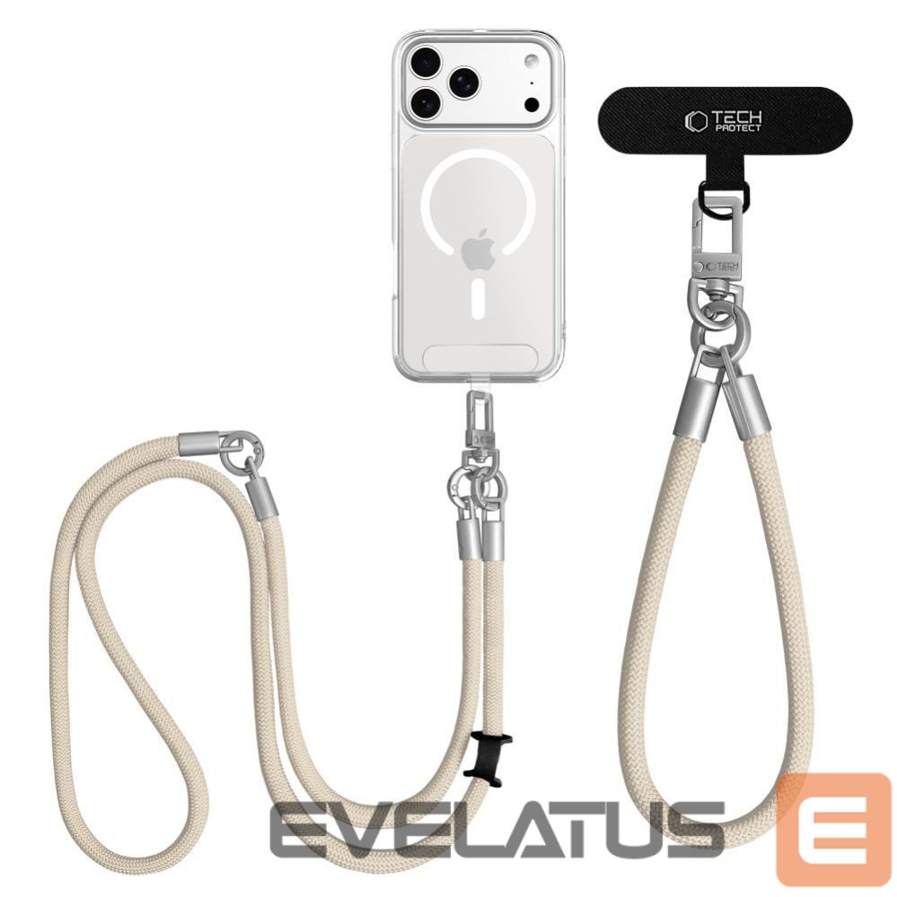 Muud kaubad Tech-Protect Tech-Protect C10S Crossbody Phone Lanyard (114 cm) + Wrist Strap (31 cm) - Beige Titanium
