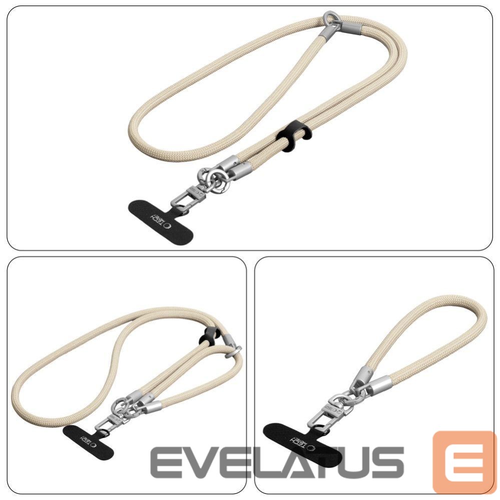 Muud kaubad Tech-Protect Tech-Protect C10S Crossbody Phone Lanyard (114 cm) + Wrist Strap (31 cm) - Beige Titanium