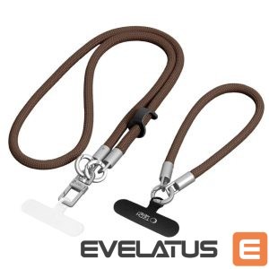 Muud kaubad Tech-Protect  Tech-Protect C10S Crossbody phone lanyard (114 cm) + wrist strap (31 cm) - brown-titanium 