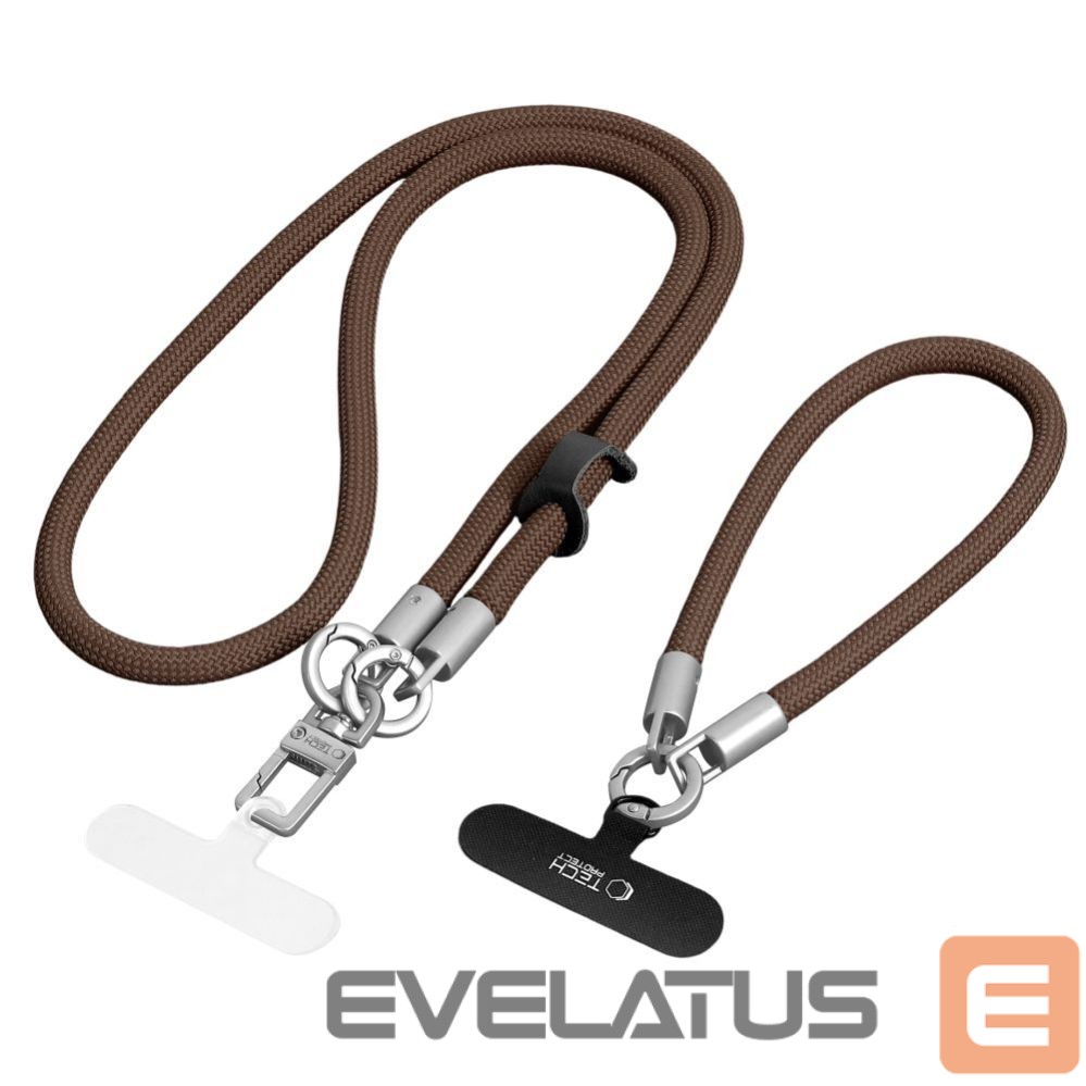 Muud kaubad Tech-Protect Tech-Protect C10S Crossbody phone lanyard (114 cm) + wrist strap (31 cm) - brown-titanium
