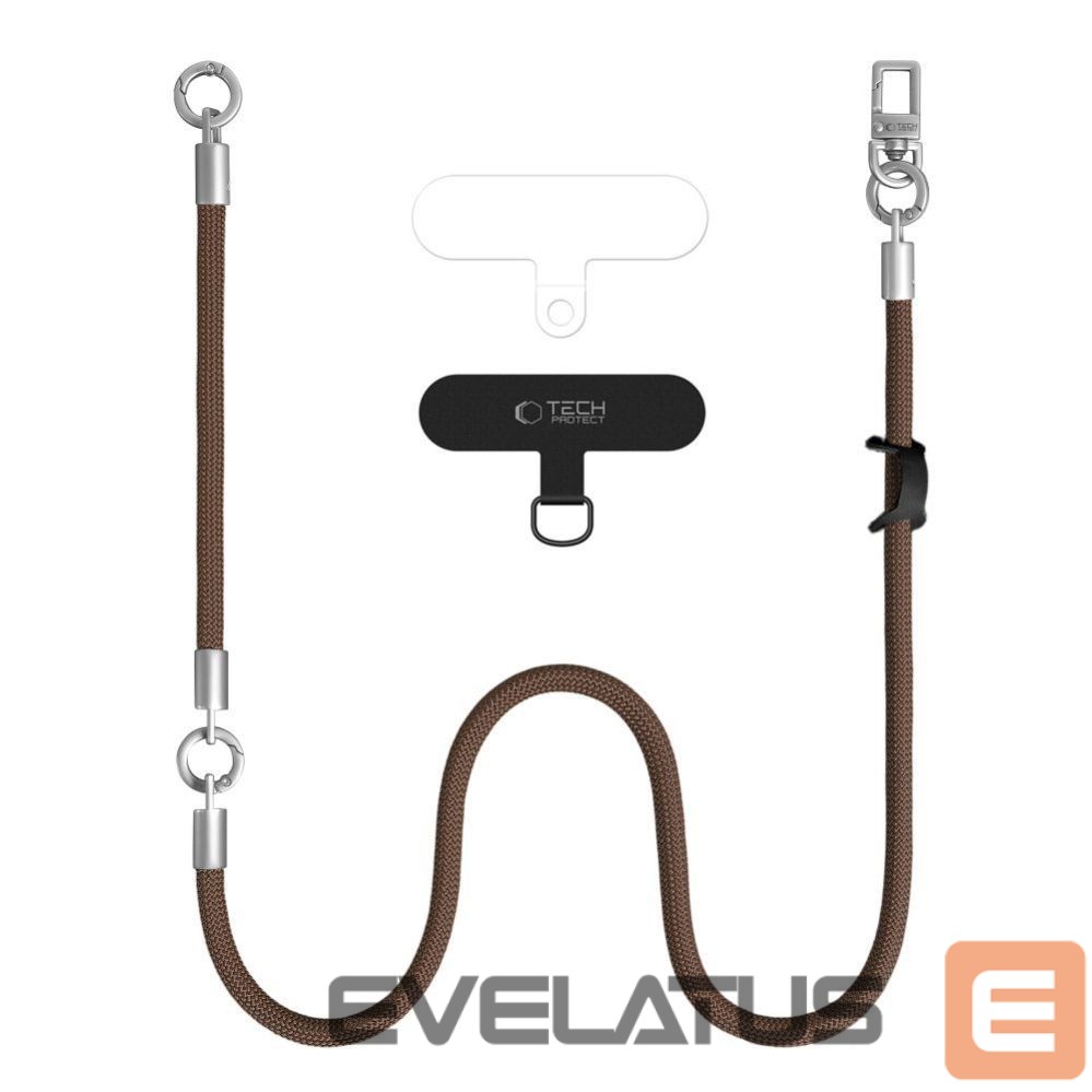 Muud kaubad Tech-Protect Tech-Protect C10S Crossbody phone lanyard (114 cm) + wrist strap (31 cm) - brown-titanium