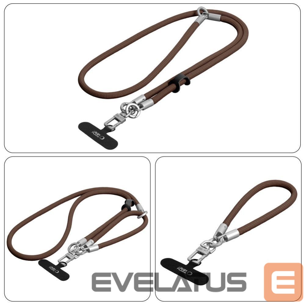 Muud kaubad Tech-Protect Tech-Protect C10S Crossbody phone lanyard (114 cm) + wrist strap (31 cm) - brown-titanium