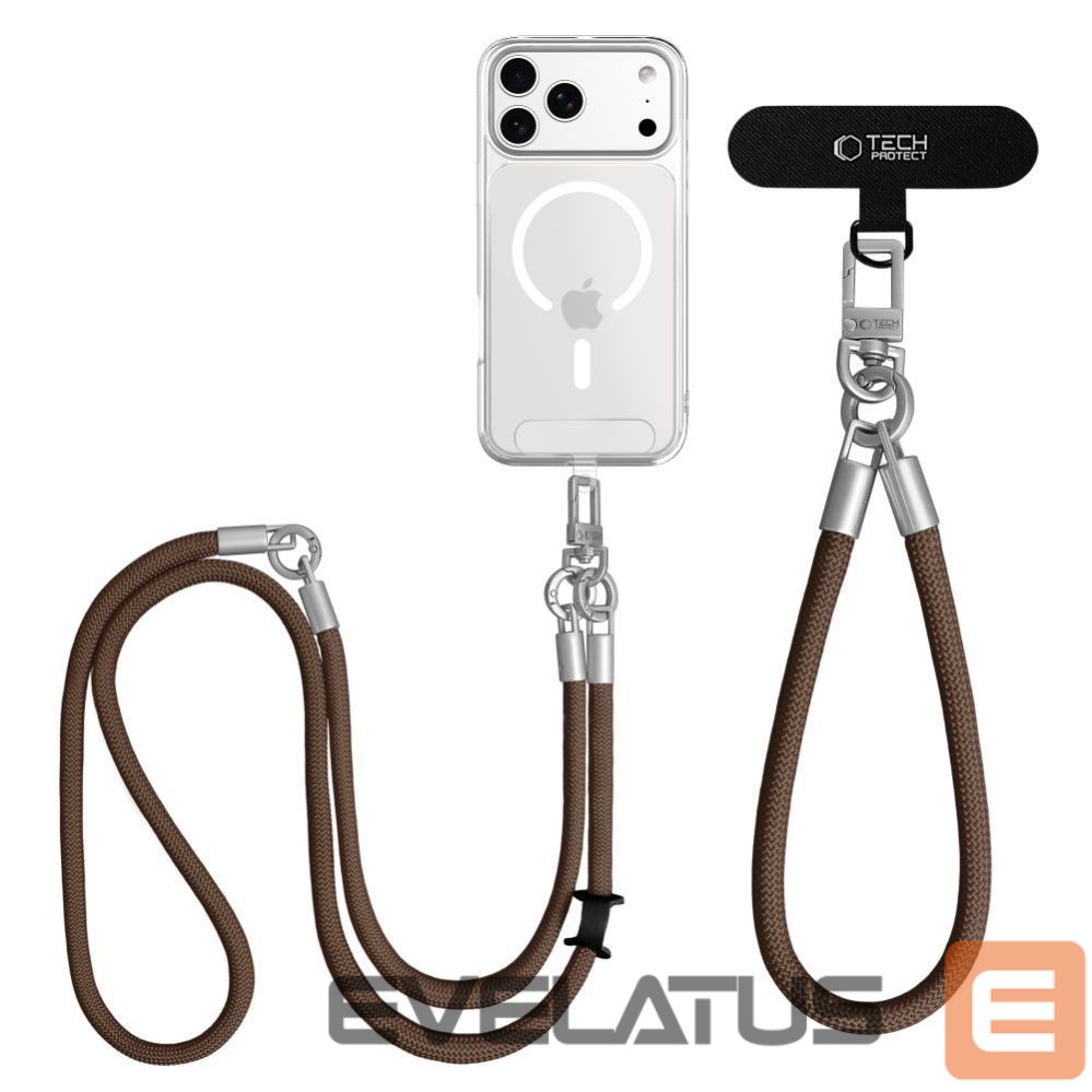 Muud kaubad Tech-Protect Tech-Protect C10S Crossbody phone lanyard (114 cm) + wrist strap (31 cm) - brown-titanium