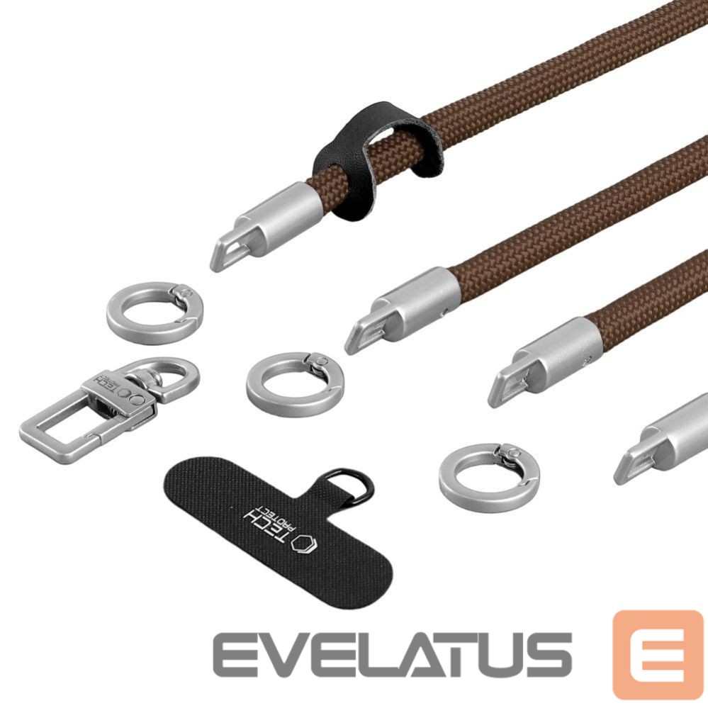 Muud kaubad Tech-Protect Tech-Protect C10S Crossbody phone lanyard (114 cm) + wrist strap (31 cm) - brown-titanium