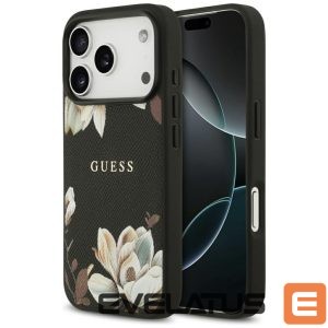Muud kaubad Guess  Guess Grained Flowers Classic Logo MagSafe case for iPhone 17 Pro - black 